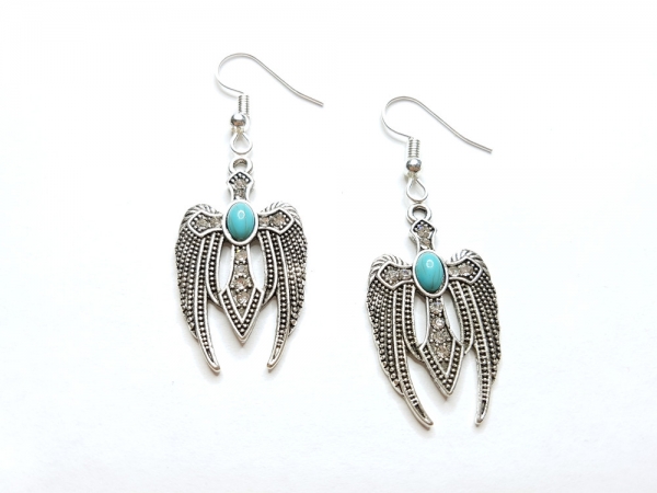 Flügel Kreuz Ohrringe silberfarben Engel